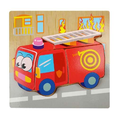 Puzzle Encaje 4 Piezas Camión De Bomberos