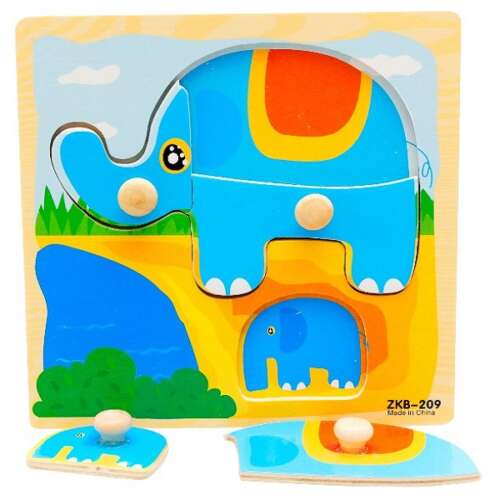 Puzzle Encaje Botón 4 Piezas Elefante