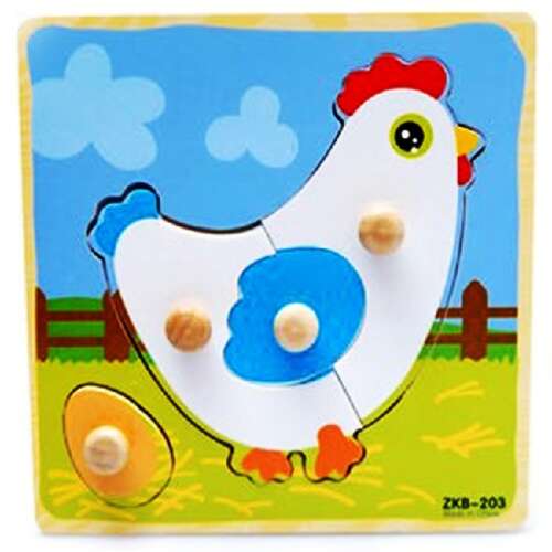 Puzzle Encaje Botón 4 Piezas Gallina
