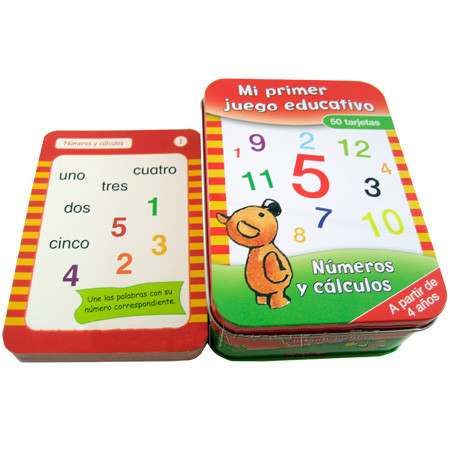 Caja Metálica Con 100 Tarjetas De Los Numeros Y Cálculos.