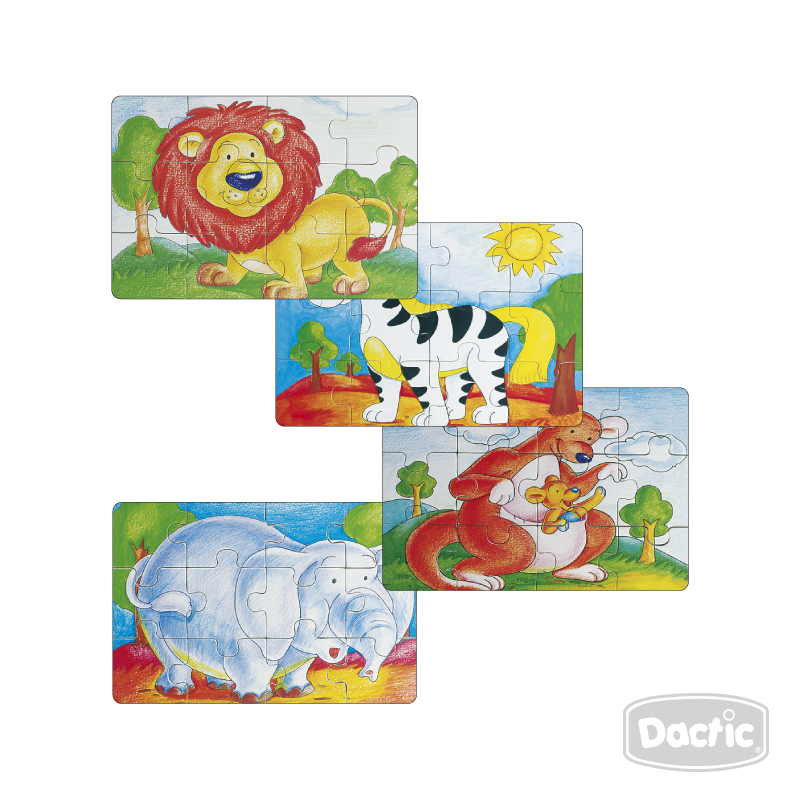 SET 4 PUZZLES ANIMALES MADERA