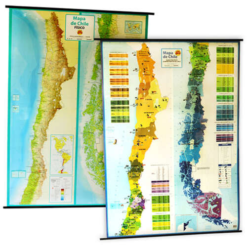 Mapa De Chile - Físico/político Con Recursos 90 X 130 Cm